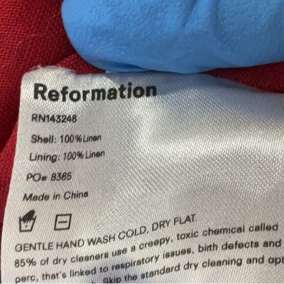 Reformation Brianna High Slit Red Linen Midi Dress Size 10 - Picture 7 of 8